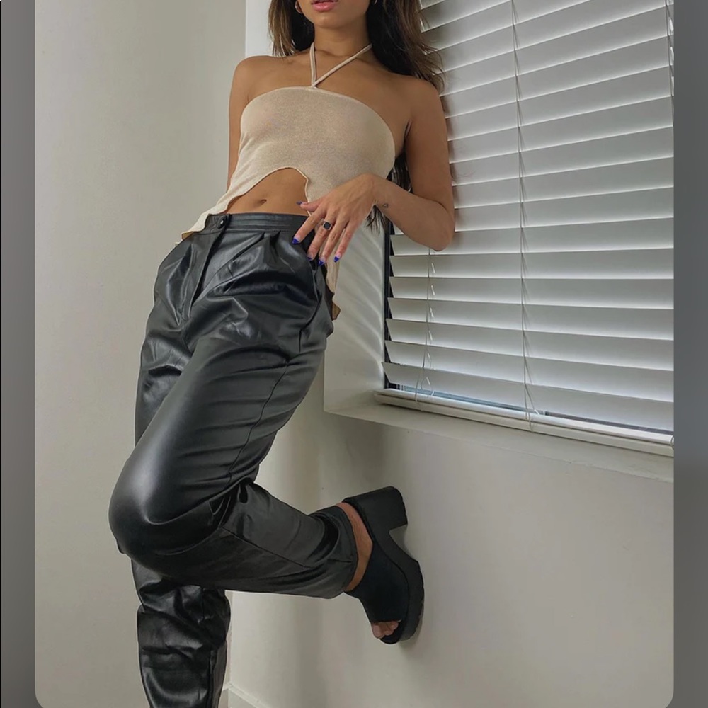Princess Polly Black Leather Pants